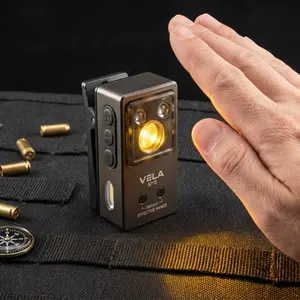 Vela Aluminum Alloy EDC Flashlight, 270lm & 80m Beam Mini LED Torch with Magnetic Clip, 5 Light Sources (White/Red/Blue/UV/RGB), IPX4 Waterproof USB-C Rechargeable Clip-on Light