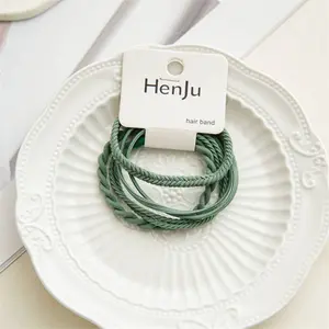 4PCS Braided Elastic Hair Ties Set for Women_CWAHA0334: Green / (OS) 3