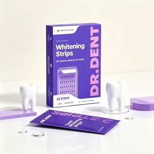DR.DENT 2nd Gen No-Slip Teeth Whitening Strips, 42 Count Peroxide-Free Vegan Whitening Strips for Sensitive Teeth, 30 Mins Fast Acting Gentle Dental Bleaching Strips Kit