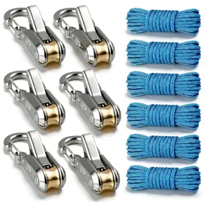 6-Piece Rope Set with Wheel Tensioner, Easy and Safe Binding, Adjustable Buckle Rope with Accessories, Ideal for Camping, Boating, Home Storage, Outdoor Use