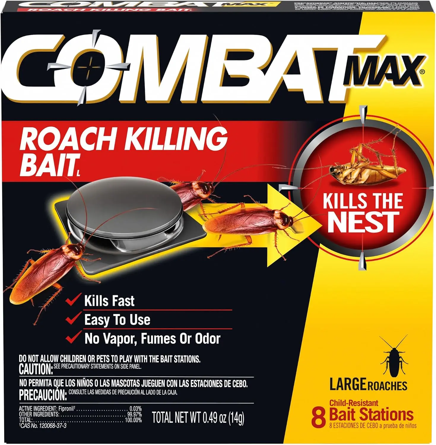 Max Large Roach Killing Bait - Indoor Pest Control Bait for Home Care, 8-Count (Pack of 1)