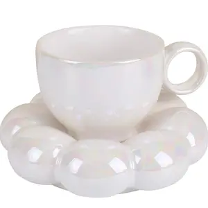 Ceramic Cloud Mug Coffee Mug with Sunflower Coaster- Flower Cups Novelty Coffee Mug Set