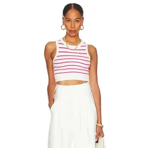 superdown Phoebe Ultra Crop Vest in White & Pink