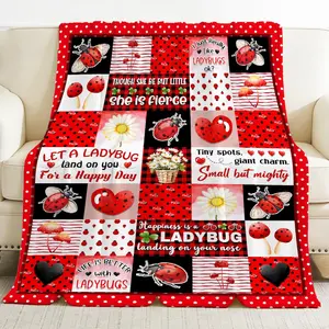 Ladybug Blanket,Ladybugs Gifts for Women Girl,Soft Plush Ladybugs Throw Blankets,Ladybug Stuff Decoration,Lightweight Flannel Quilt,40 x 50 for