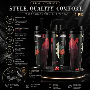 1pc 30.5oz Fallout New Vegas Stainless Steel Tumbler with Handle & Dual Drink Lid, 6H Hot/12H Cold Insulated Water Bottle, Leakproof Travel Mug, Post-Apocalyptic Game Themed Cup for Fans