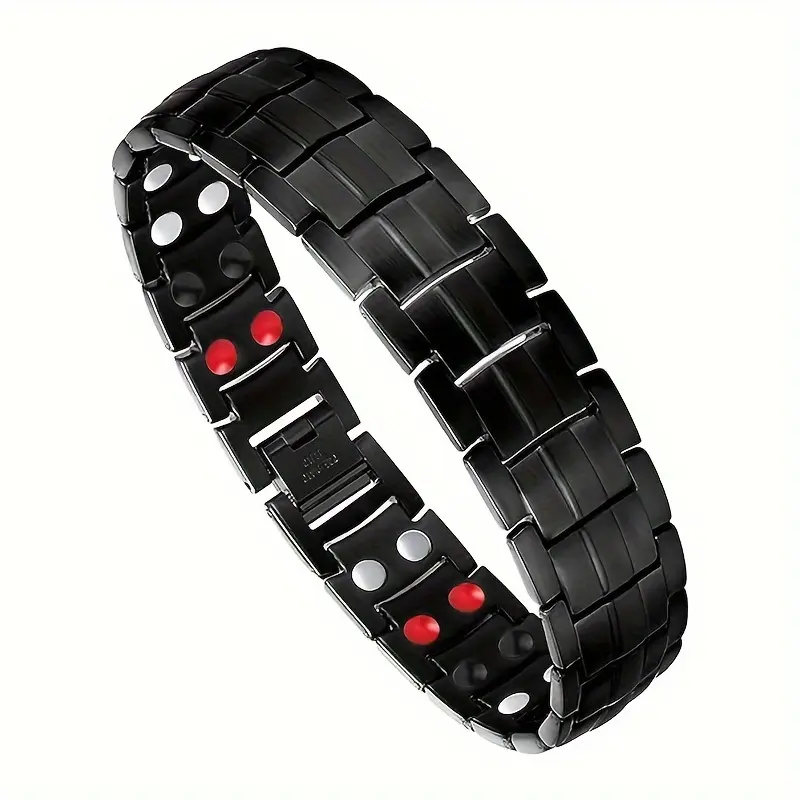 1pc Magnetic Bracelets, Stainless Steel Magnetic Bracelet with Double Rows Effective 4 Elements Magnets Jewelry Gifts