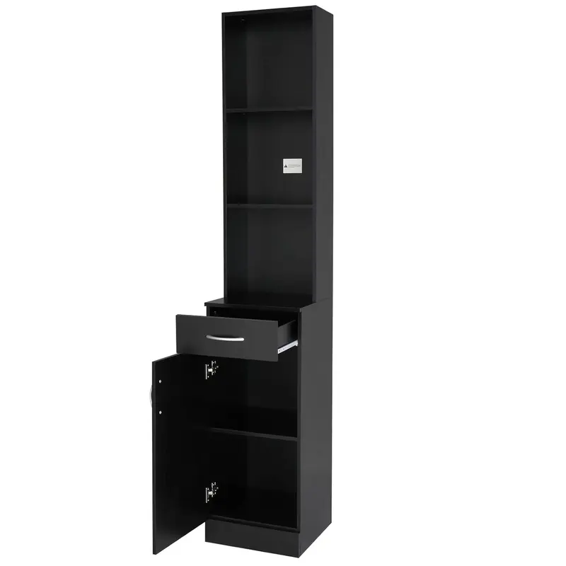 OmySalon Commercial Salon Furniture Storage Cabinet - Stable Simple Design, Lockable Drawer with Sliding Drawer Track, 5 Compartments, Shelves, Durable MDF, 70.1x13.4x13in for Beauty Salon