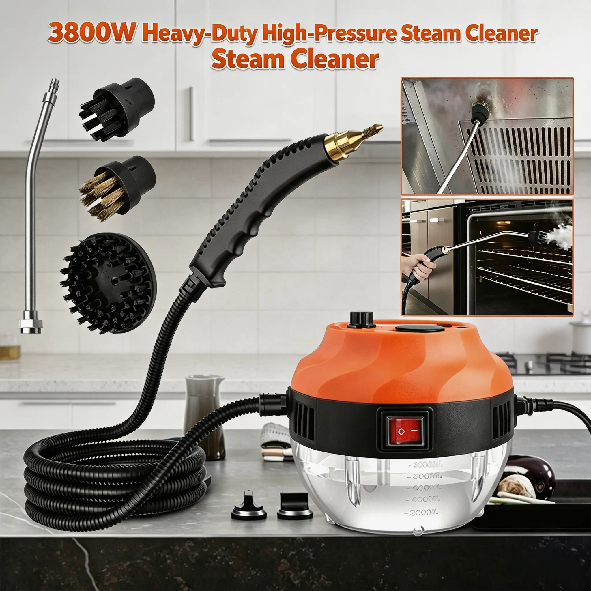 3800W Heavy-Duty High-Pressure Steam Cleaner Machine | Industrial Multi-Purpose Steam Cleaner for Household Car Detailing | Portable Handheld Steam Cleaning Tool with Accessories Multifunction Floor Steamer pressure washer power washer power washer nozzle