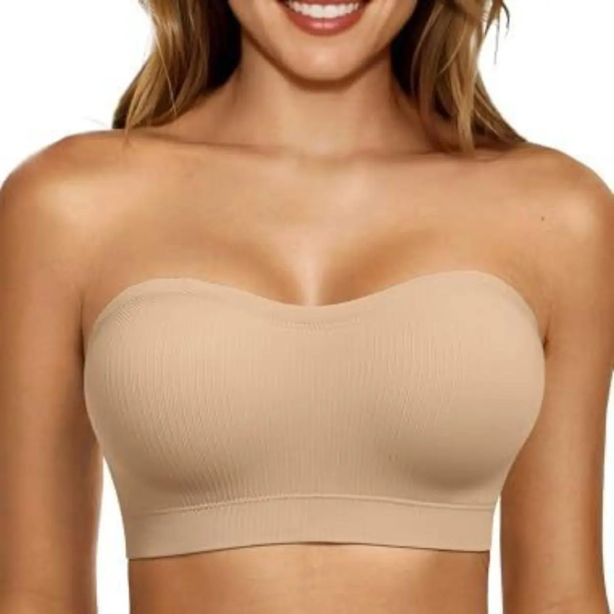 Push-Up Strapless Bra for Women, Supportive Bandeau Bra, Non-Slip, Wire-Free