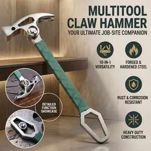 Woodworking Claw Hammer with Wrench Integrated Multi Functional V shaped Adjustable Mini Hammer for Nails