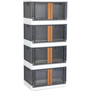 Storage Cabinet - Room Organizer, Plastic Shelves Organizer, Storage Bins with Lids, Collapsible Outdoor Storage Box, 19 Gal Office Organization, Stackable Bookshelf, 4 Pack Cube Storage Organizer