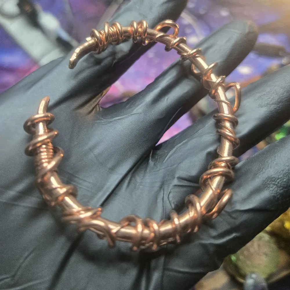 Mens double copper wrapped bangles  8 inches around