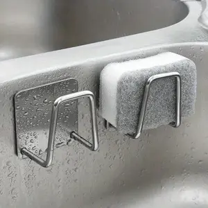 2-Pack High-Quality Sink Sponge Rack, Kitchen Sink Brush Holder, Sus304 Stainless Steel, Waterproof, Rust-Resistant, Quick-Dry, Self-Adhesive, Christmas Gift, Stainless Steel Hooks