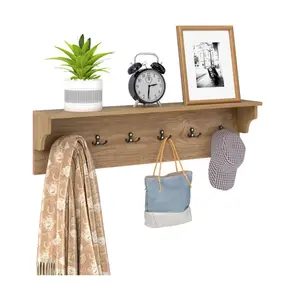 Wall Mount Coat Rack with Shelf - 31.5"x5.5"x8", 6 Hooks & 110LBS Capacity
