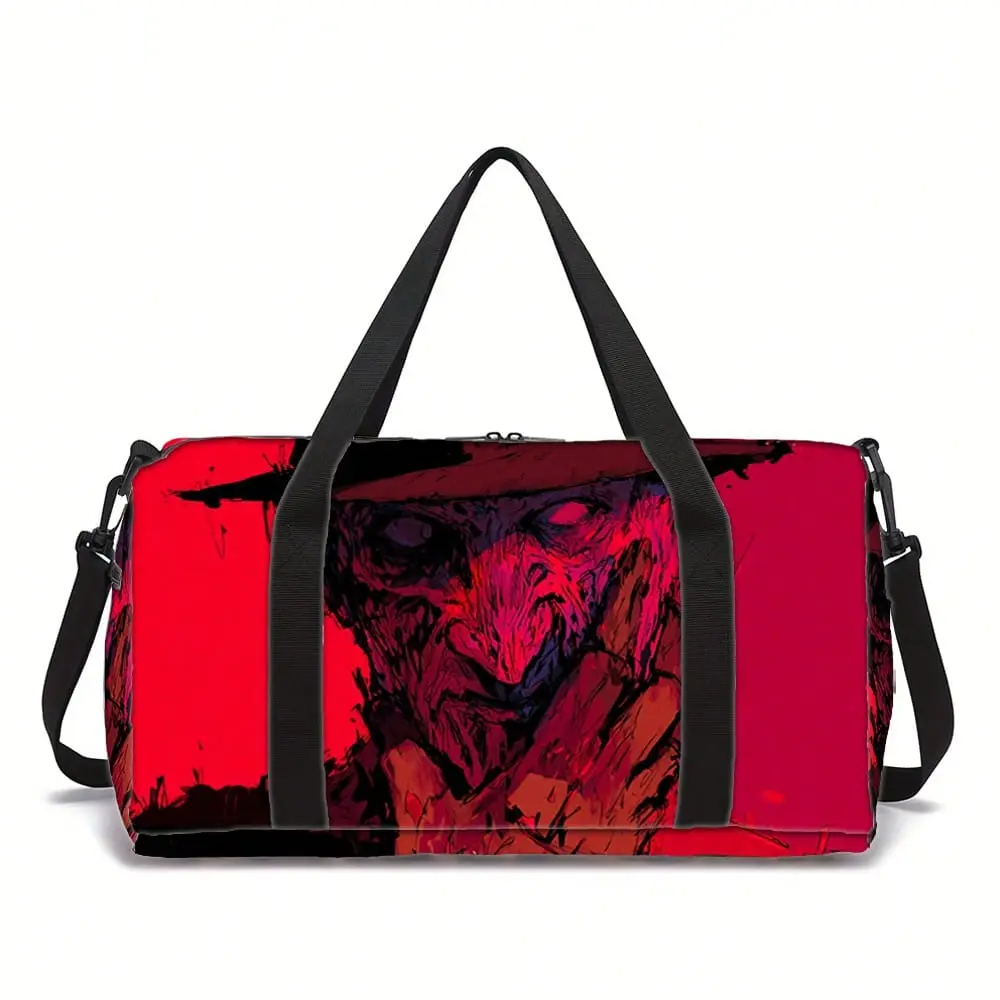 Nightmare on Elm Street Freddy Krueger Weekender Duffle Bag, Horror Fan Gym Bag, Spooky Halloween Travel Overnight Bag with Shoulder Strap