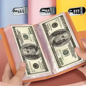 A6 Password Lock Deposit Book Cash Storage Challenge Cash Planner Savings Challenge Planner Comes with 50 inner Sheets, Can Hold 100 Sheets in Both Sides, Can Hold Photo Albums, Cash Photos, Stamp Storage System, Photo Album/Three Ring Bound Photo Album