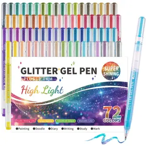 Glitter Gel Pens, 72 Pack Colored Pens for Black Paper & White Paper, 1.0mm Point Pens, Large Capacity Ink Pens for Coloring, Writing, Drawing, Journaling, Note Taking, School, Office, Home, Art Markers Pen