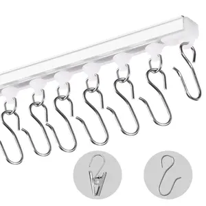 VEVOR Ceiling Curtain Track Set, 17.7 FT/5.4 Meter, Sliding Ceiling Track System for Curtains, Room Divider Curtain Track Ceiling/Wall Mountedfor Living Room Bedroom with Hooks and Hardware, WhiteVEVOR Super Brand Day