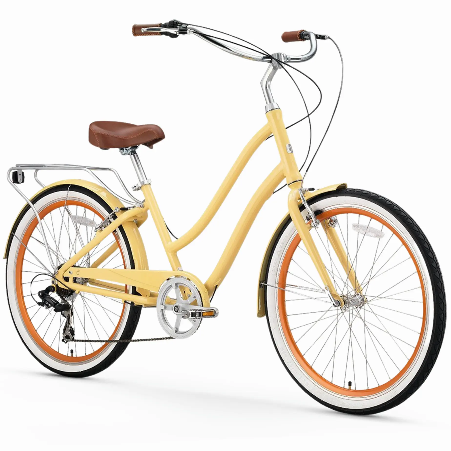 sixthreezero EVRYjourney Women's 7-Speed Cruiser Bike - Cream (Pre-Assembled)