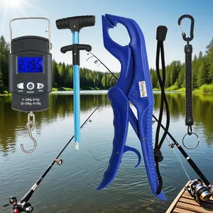 Fishing Tool Set, 4 Counts/set Including Digital Fishing Scale & Floating Fish Gripper & Rope & Hook Remover, Outdoor Fishing Accessories
