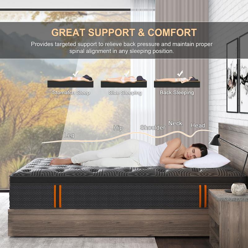 9 Inch Gel Memory Foam Mattress Twin Full Queen King Bed Hybrid Spring Mattress  In A Box ，Medium Firm for Motion Isolation, Edge Support Ergonomic pocket spring