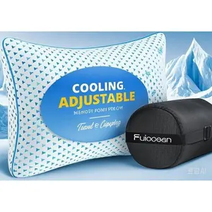 Compressible Travel Pillow with Adjustable Gel Support, Washable Cooling Memory Foam for Neck & Lumbar Relief, Portable Camping & Airplane Cushion, Medium Firm Comfort for Toddler & Backpacking