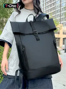 Solid Color Large Capacity Backpack, Fashionable Waterproof Backpack for Women & Men, Casual Trendy Versatile High-quality Daily Commuting Bag