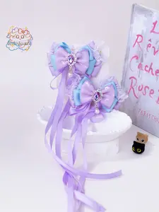 2Pcs-Lavender Sparkle Heirloom Bows | Luxury Handmade Hair Accessory