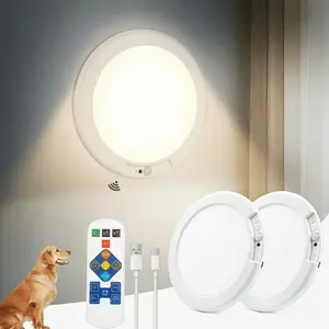 2 Pack Rechargeable Ceiling Lights with Remote Wireless Battery Operated Motion Sensor Waterproof Shower Lighting, 3CCT & Dimmable Stick On Closet Overhead for Pantry Living Room Renter Friendly