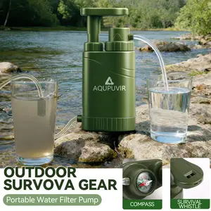 Portable Water Filtration Pump for Outdoor Survival, with Replaceable 0.01-Micron Carbon Filter | 4-Stage Filtration, Food-Grade ABS Material, Perfect Gift for Camping, Hiking, and Backpacking, Ideal for Easter, Independence Day, and Father’s Day