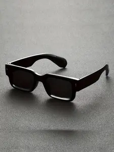 Men's Plastic Square Glasses, Classic Business Formal Style, Suitable for Commuting, Streetwear, Summer Beach Vacation Outdoor Travel, Trendy Sunglasses