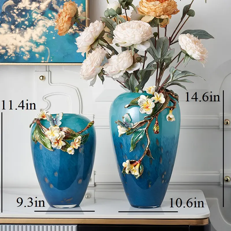 FABUORNA Luxury Vase [Flower of Hope-B Series], Decorative Vase, Modern Vase, Original Exquisite Vase, Vase with Enamel Decoration (Tall)