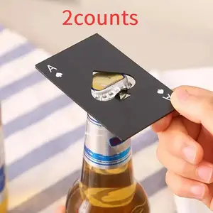 Stainless Steel Poker Shaped Bottle Opener, 2pcs Portable Non-slip Manual Beer Opener, Bottle Cap Remove Tool for Indoor & Outdoor, Utensils