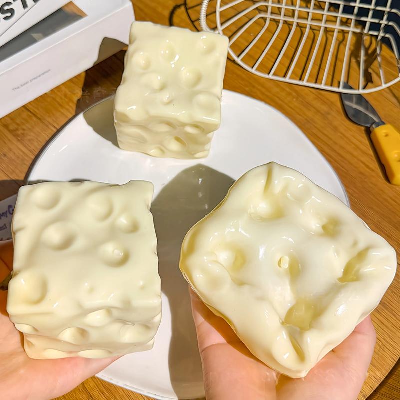 Viral Giant Cheese Squishy Fidget Toy | Moldable ASMR Stress Relief Squeeze Ball | Slow Rising Desk Accessory (6/7cm)
