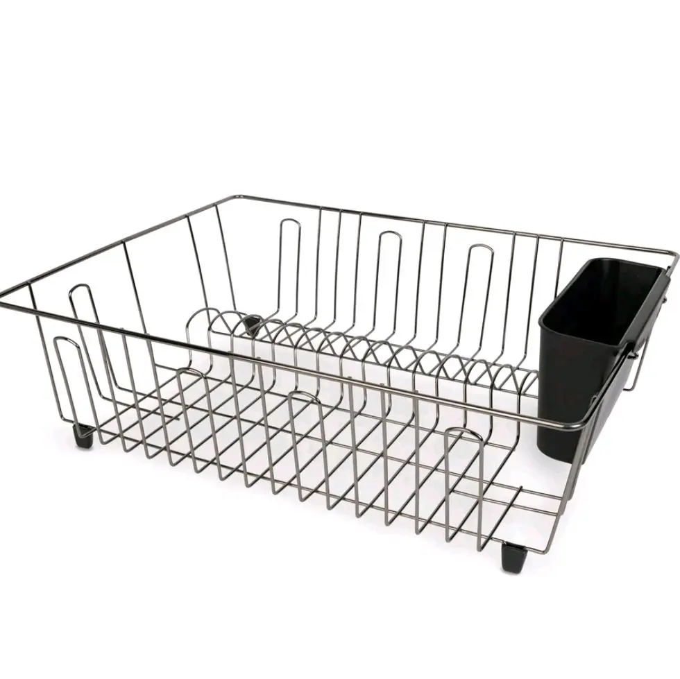 Large Wire Dish Rack Black/Chrome - 17.5" x 13.75" x 5.5"