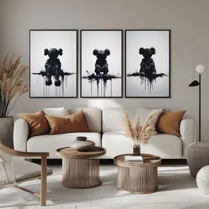 Kaws Wall Art, Set of 3 Kaws Posters, Printable Graffiti Style Poster, Hypster WallArt Hyperbeast, Dark Kaws Bedroom Art, Minimalistic Style
