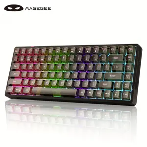 MageGee Light84 Wireless Keyboard, 75% Transparent Keyboard, Rechargeable Mechanical Keyboard with Full Key Hot Swappable RGB Light Effect for Computer