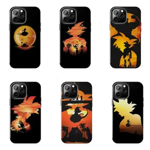 DragonS BallS - Retro Sunset Silhouette Phone Case - Golden Warrior Journey Aesthetic Phone Cover for iPhone 7-17 Pro Max / for Samsung S21-S25 Ultra