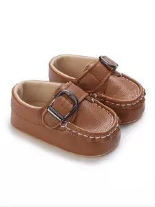 Baby's Solid Color Pu Leather Soft Sole Flat Shoes, Casual Comfortable Non-slip Walking Shoes for Baby Boys, Newborn Infant Toddler Shoes, Soft Soled Shoes, Kids Shoes