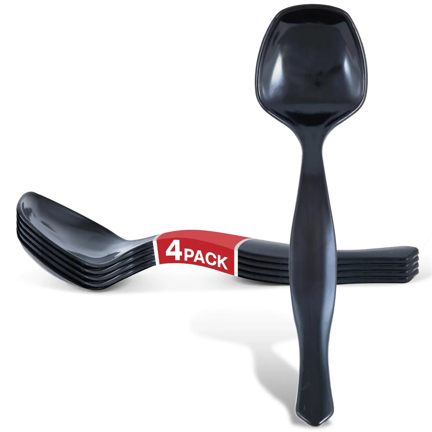 48 Count Disposable Black Plastic Serving Spoons for Catering, Weddings, Holidays and More - Large Plastic Buffet Spoons for Parties, Stock Your Home