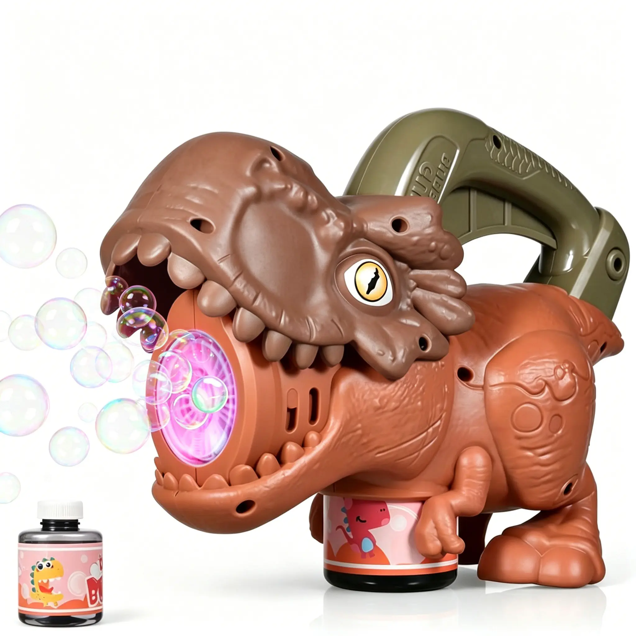 Dinosaur Bubble Machine Toy for Kids 3–8, Automatic Bubble Blower with LED Light Effects, Fun Outdoor Summer Bubble Toy Birthday Gift