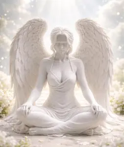 Silent Guardian Angel Statue, Gothic Meditation Sculpture, Fantasy Spiritual Decor