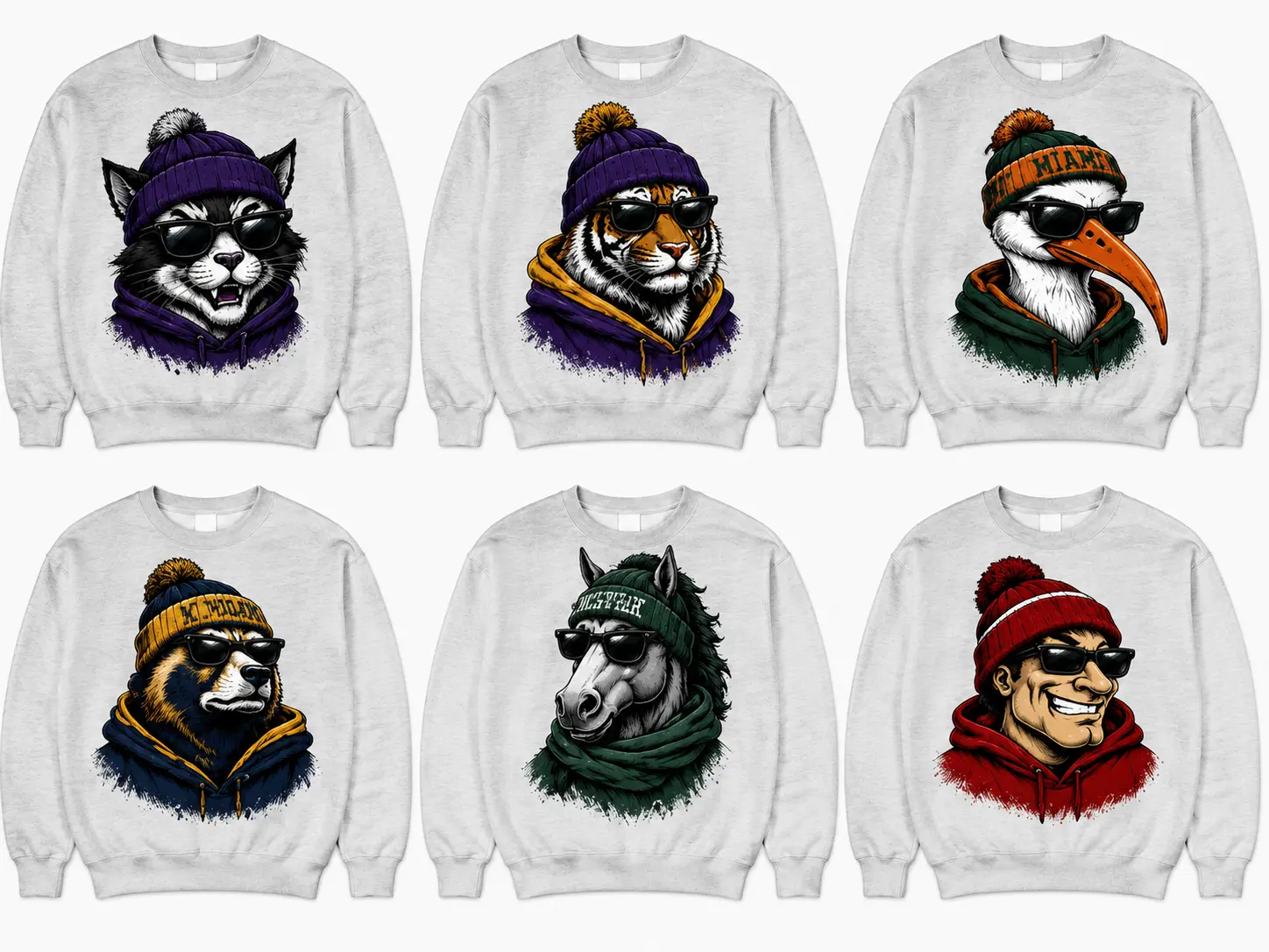 College Football Spirit Animal Sweatshirt | Game Day Mascot Graphic Pullover 1
