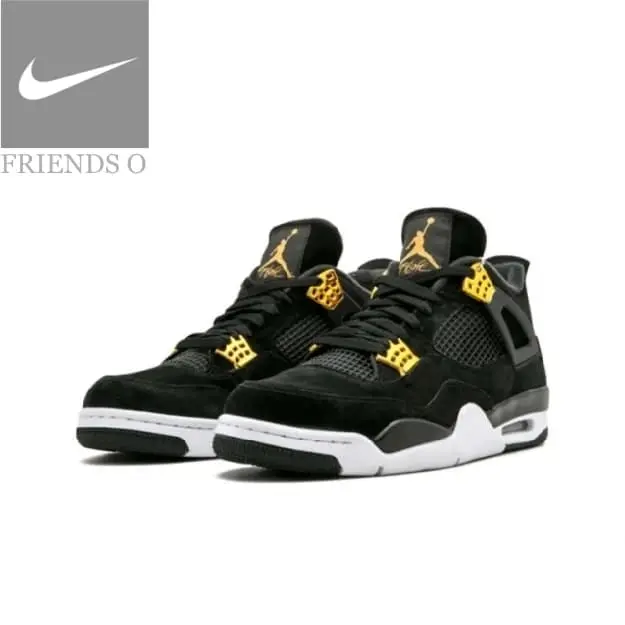 Air Jordan 4 Yellow and black fashionable retro trendy casual versatile sports mid-top basketball shoes