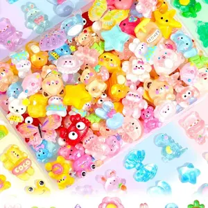 100PCS Cute Slime Charms Bulk, Kawaii Flatback Resin Charms for Crafts, Mini Decoden Acrylic Embellishments for DIY Phone Case, Scrapbooking, Hair Clips, Easter Basket Stuffer Gift, Multicolor