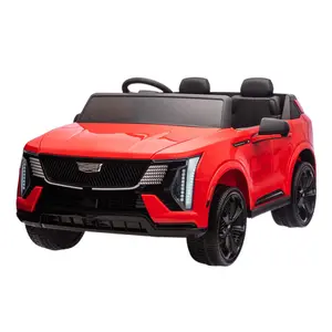 Red 24V Cadillac Ride On Truck Car for Kids - 2 Seater Electric Vehicle w/Parent Remote Control, Smooth Start, Bluetooth Music & LED Lights for Boys Girls (3 Years+)​