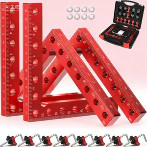 5.5"x5.5" Aluminum Alloy Right Angle Clamps, 90 Degree Positioning Squares for Woodworking, 4-Pack Corner Clamps for Picture Frames and Cabinets, Reusable Tool for Box and Drawer Assembly, Secure Grip and Accurate Alignment.