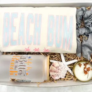 Beach Bum Tshirt Gift Box for Her Beach Gift Summer Birthday Gift Box Best Friend Summer Tumbler Summer Clothes Cotton Set