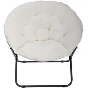 White Faux Shearling Saucer Chair for Home Decor