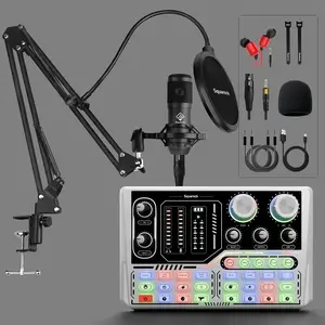 Squarock V10,H1 Podcast Equipment Bundlefor 2,Audio Interface Dj Equipment with Condenser Microphone forPodcast Recording Gaming